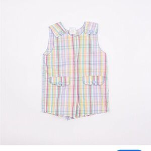 Bella Bliss Meadow Check Shortall Jon Jon size 6 months Easter plaid